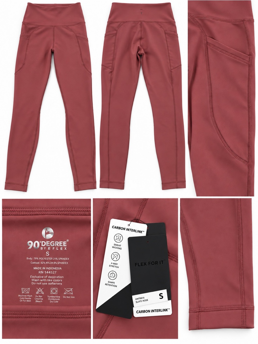 ✨ 90 Degree by Reflex Slate Rose Active Leggings — NWT ✨